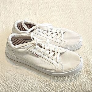 Taos Women's Size 9.5 Plim Soul White Lace-Up Low Top Closed Toe Sneakers Shoes